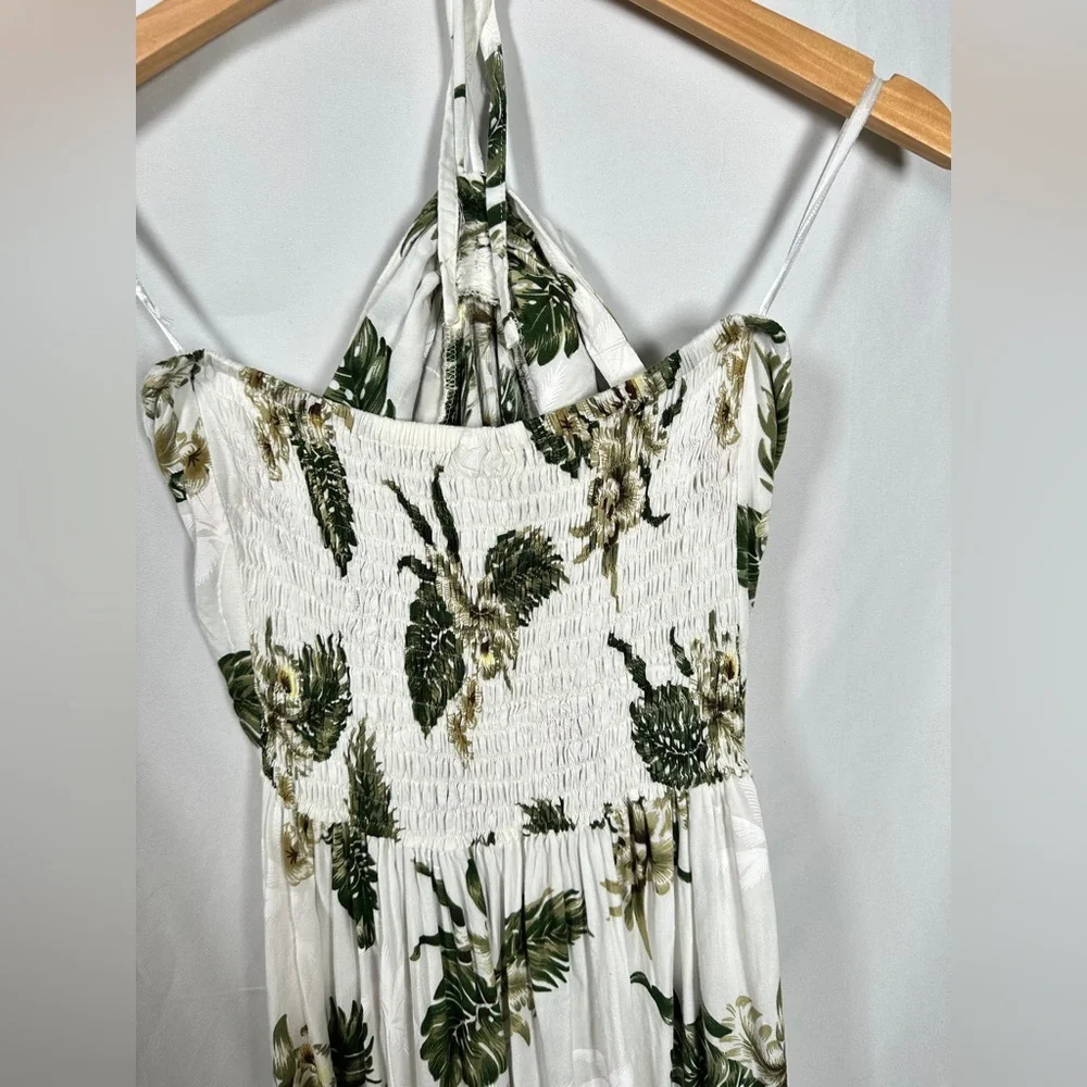 Sunny Island Hawaii Womens Halter Tropical Rayon Dress Green Ivory Size 2XL - Picture 12 of 14